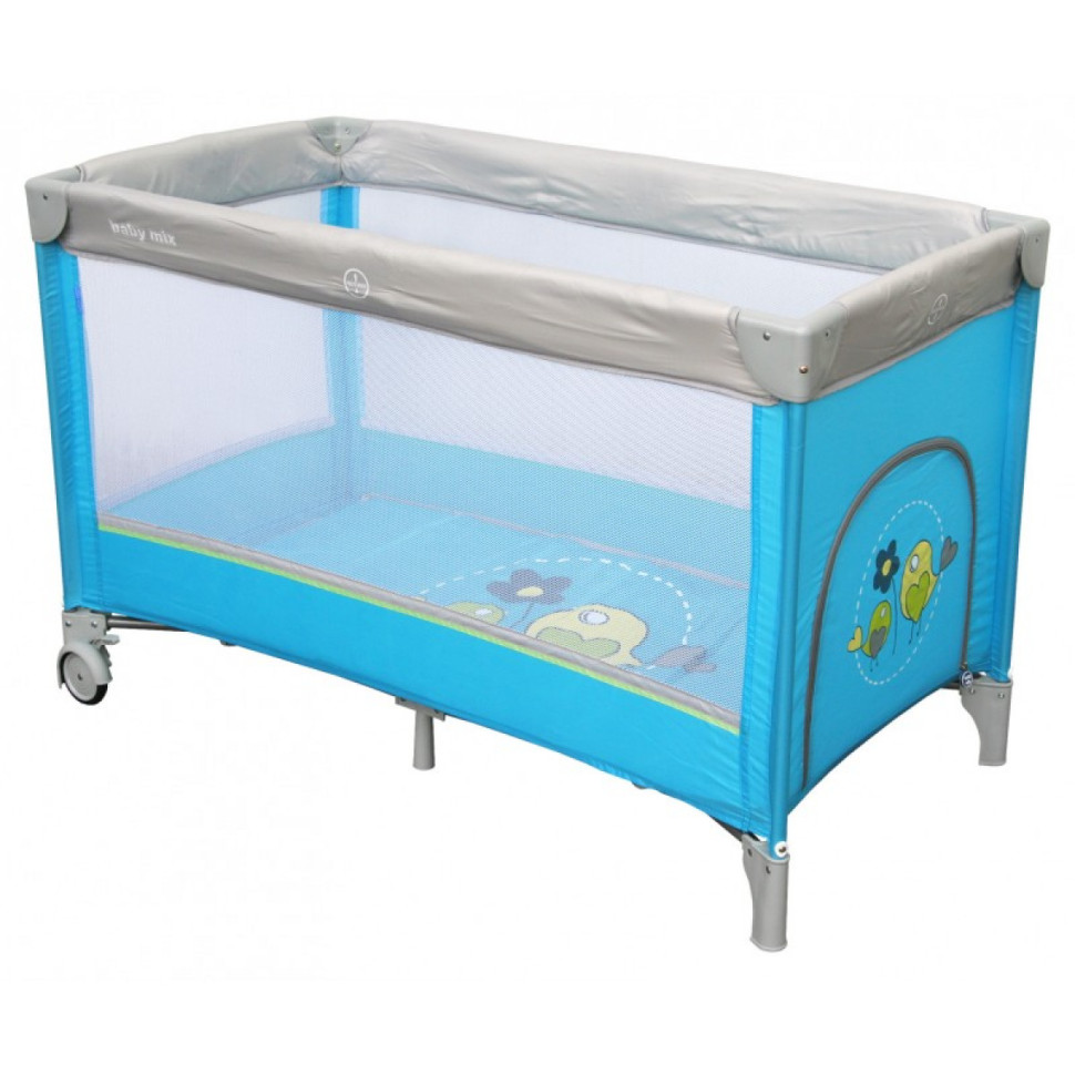 Манеж - кроватка Воробьи Baby Mix HR-8052 голубой 44895