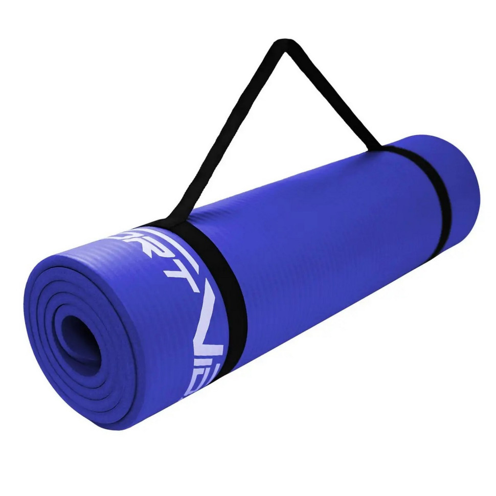 Килимок (мат) спортивний для йоги та фітнесу SportVida SV-HK0069 NBR 180 x 60 x 1 см, Blue