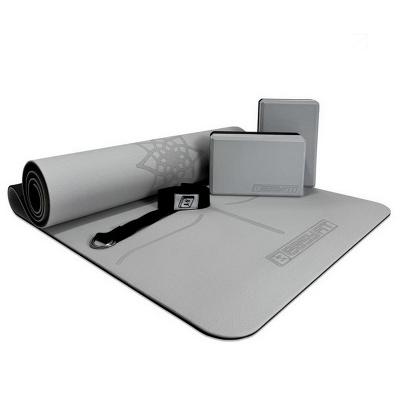 Набір для йоги та фітнесу Polarity Set PRO EasyFit EF-2421s-GYBK, килимок, два блоки та ремінь
