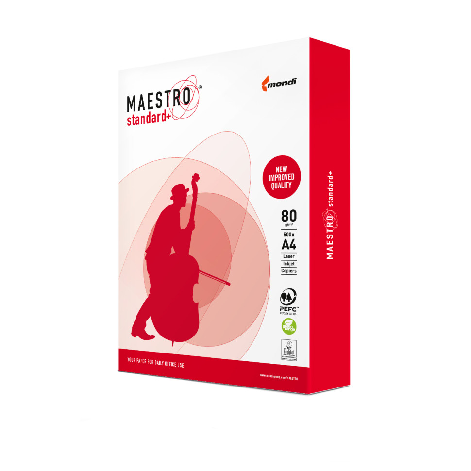 Бумага для офиса MAESTRO STANDARD+ MS.A4.80.ST Mondi А4, класc B, 80г/м2, 500 листов
