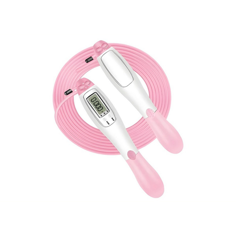 Скоростная скакалка со счетчиком EasyFit EF-1916-WP, белый-розовый