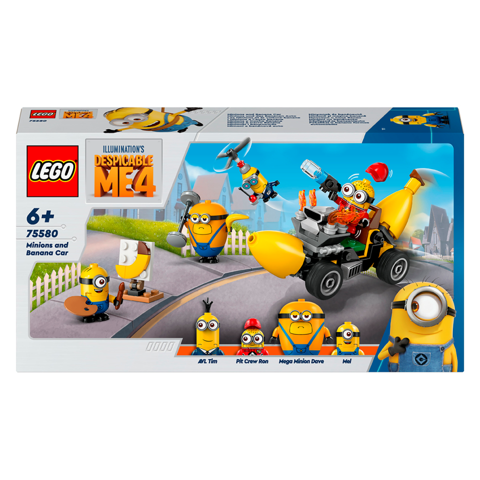 Конструктор Despicable Me 4 Миньоны и банановый автомобиль LEGO 75580, 136 деталей