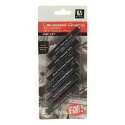 Восковые карандаши "Artist Charcoal Soft" Art Nationi CPC0810 черные 