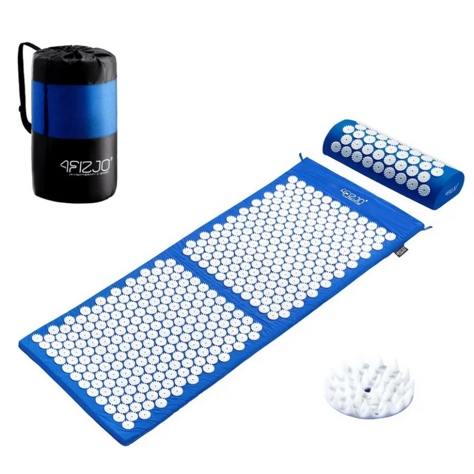 Килимок акупунктурний з валиком Classic Mat XL Аплікатор Кузнєцова 4FIZJO 4FJ0085 Blue/White