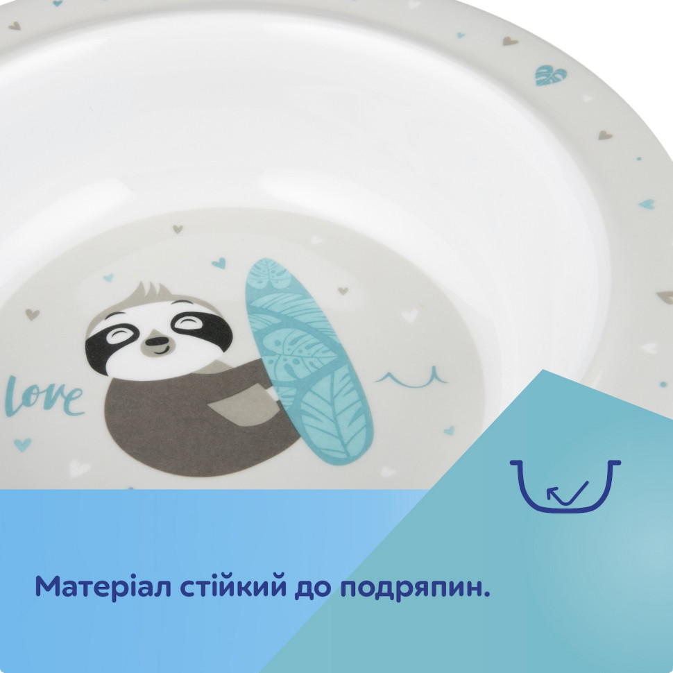 Дитяча тарілочка з меламіну Лінивець Exotic animals Canpol babies 4/519_grey на присосці, 270 мл