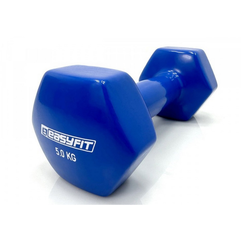 Гантель для фитнеса EasyFit EF-0050-BL 5 кг, с виниловым покрытием, синяя