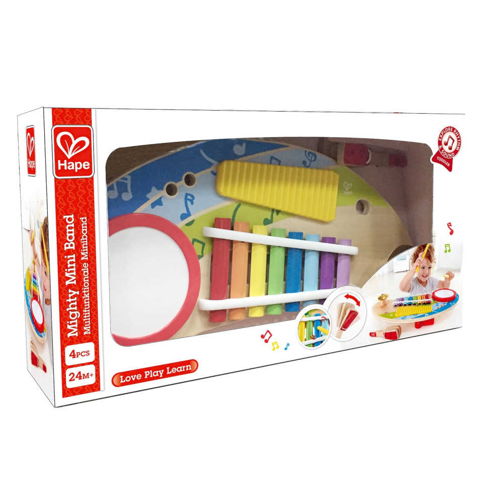 Дитячий ксилофон Міні-оркестр 5 у 1 Hape E0612 з барабаном