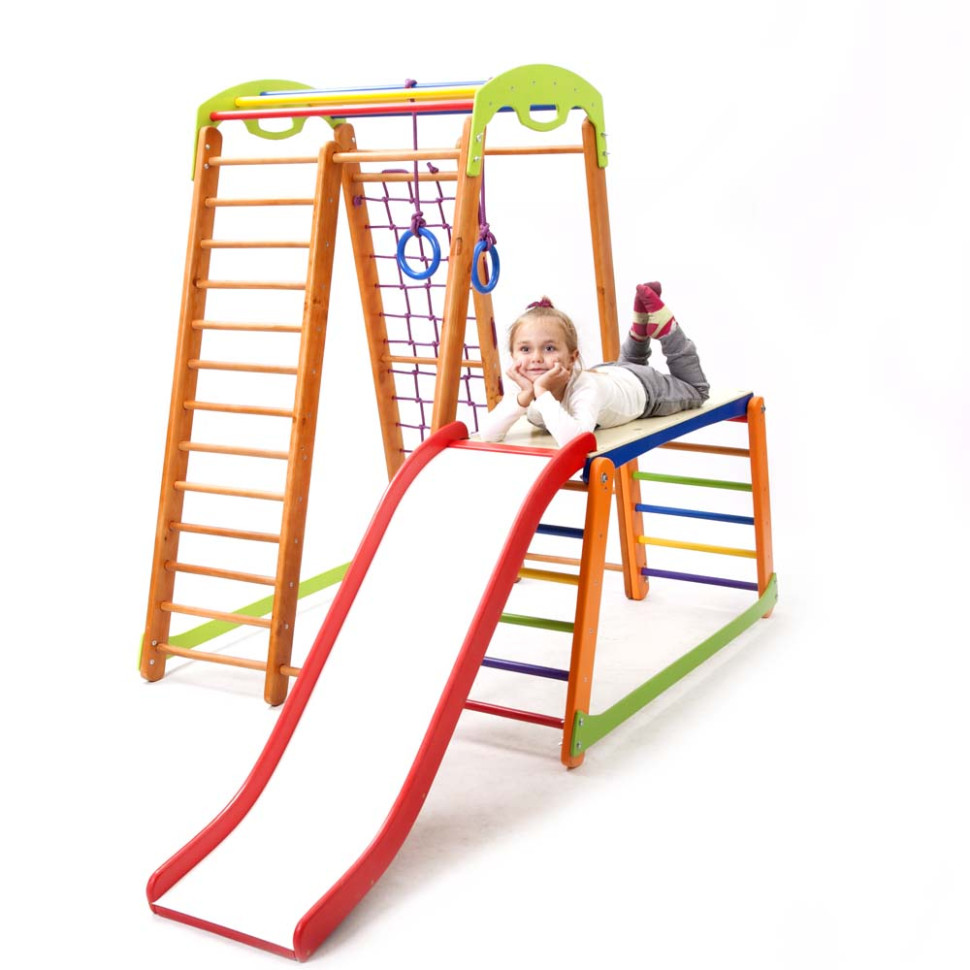 Дитячий спортивний куточок SportBaby Крихітка - 2 Plus 1-1 з гіркою та кільцями