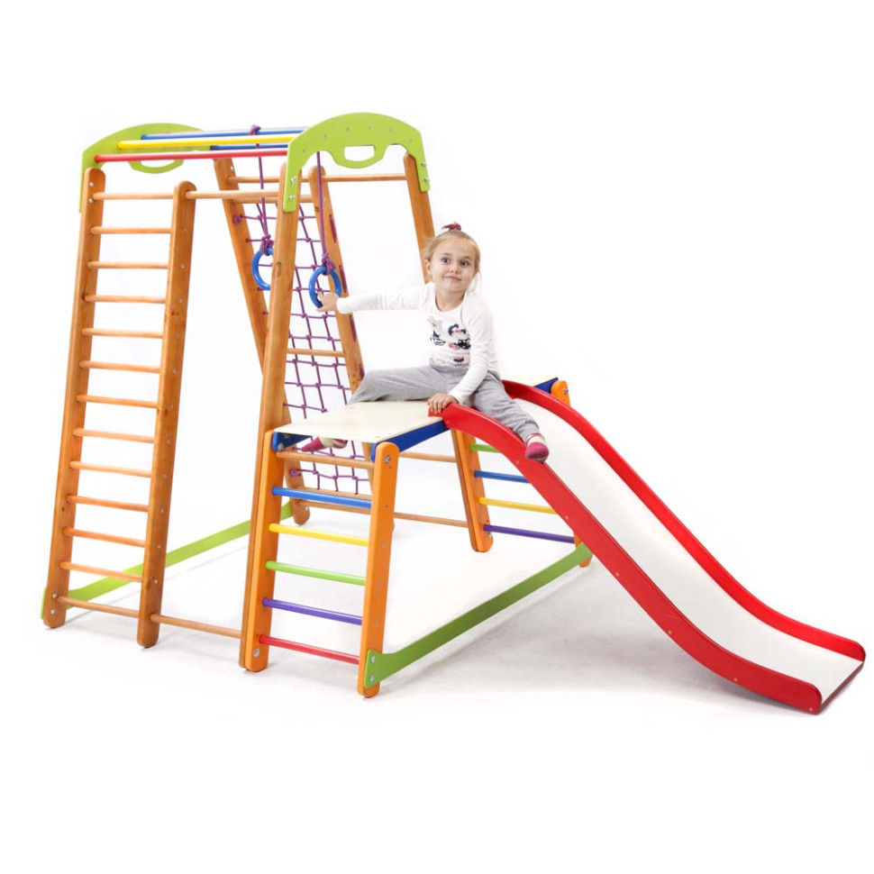 Дитячий спортивний куточок SportBaby Крихітка - 2 Plus 1-1 з гіркою та кільцями