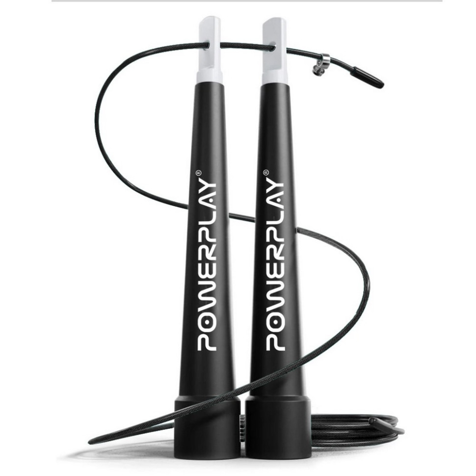 Скакалка скоростная Ultra Speed Rope PowerPlay PP_4202_Black, Черная 2,9 м