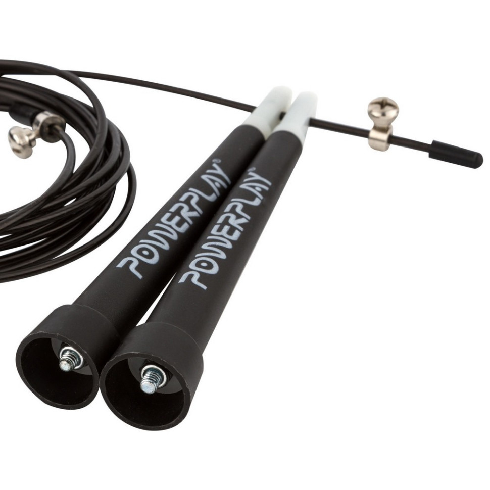 Скакалка скоростная Ultra Speed Rope PowerPlay PP_4202_Black, Черная 2,9 м