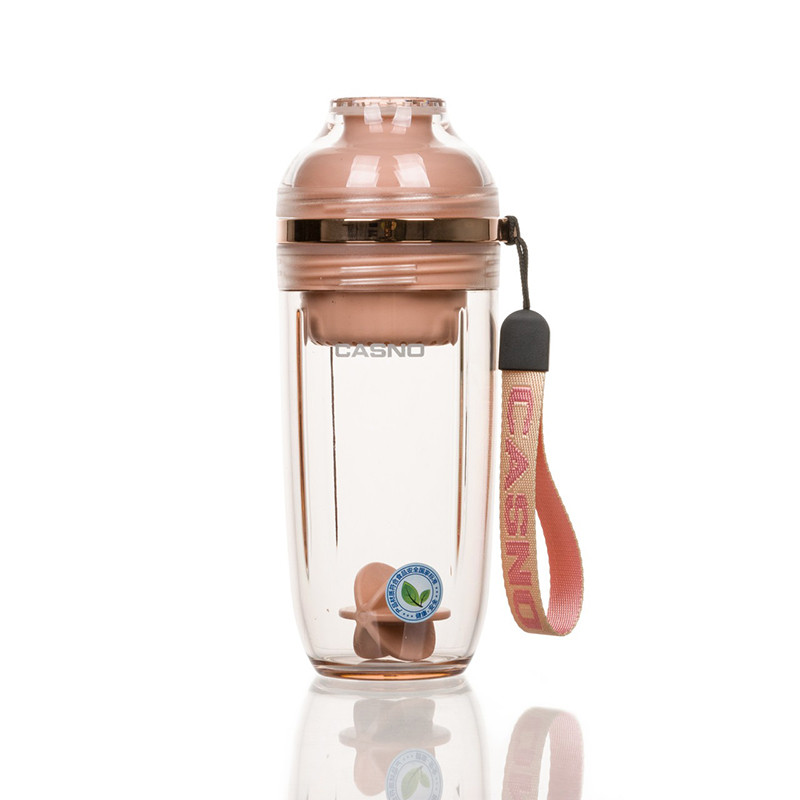 Шейкер спортивный Casno KXN-1233_Pink, с пластиковым венчиком, Розовый, 400 мл