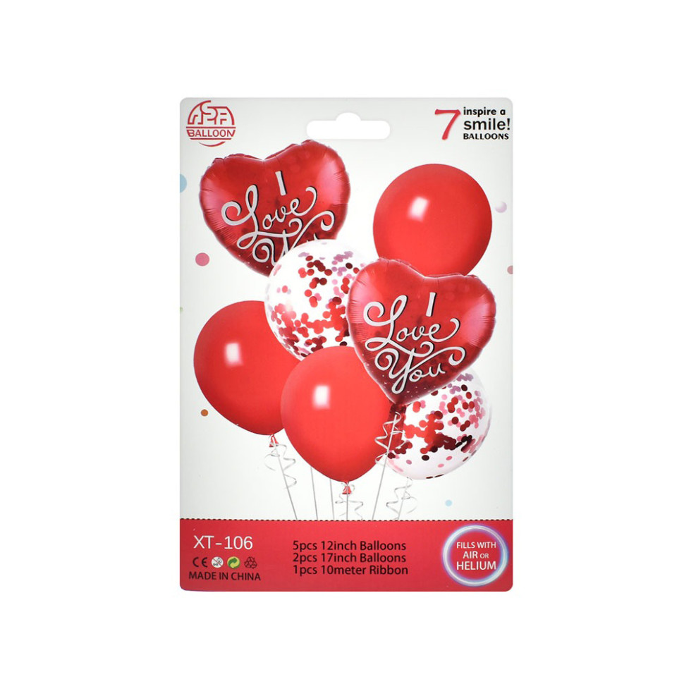 Повітряні кульки Bambi MK 5645-106 в наборі 7 штук, стрічка 10 метрів