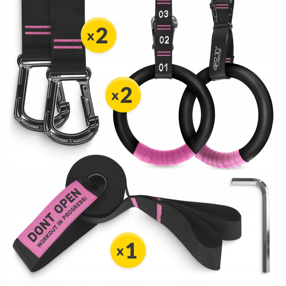 Гімнастичні регульовані кільця 4FIZJO P-5905973406116 Black/Pink