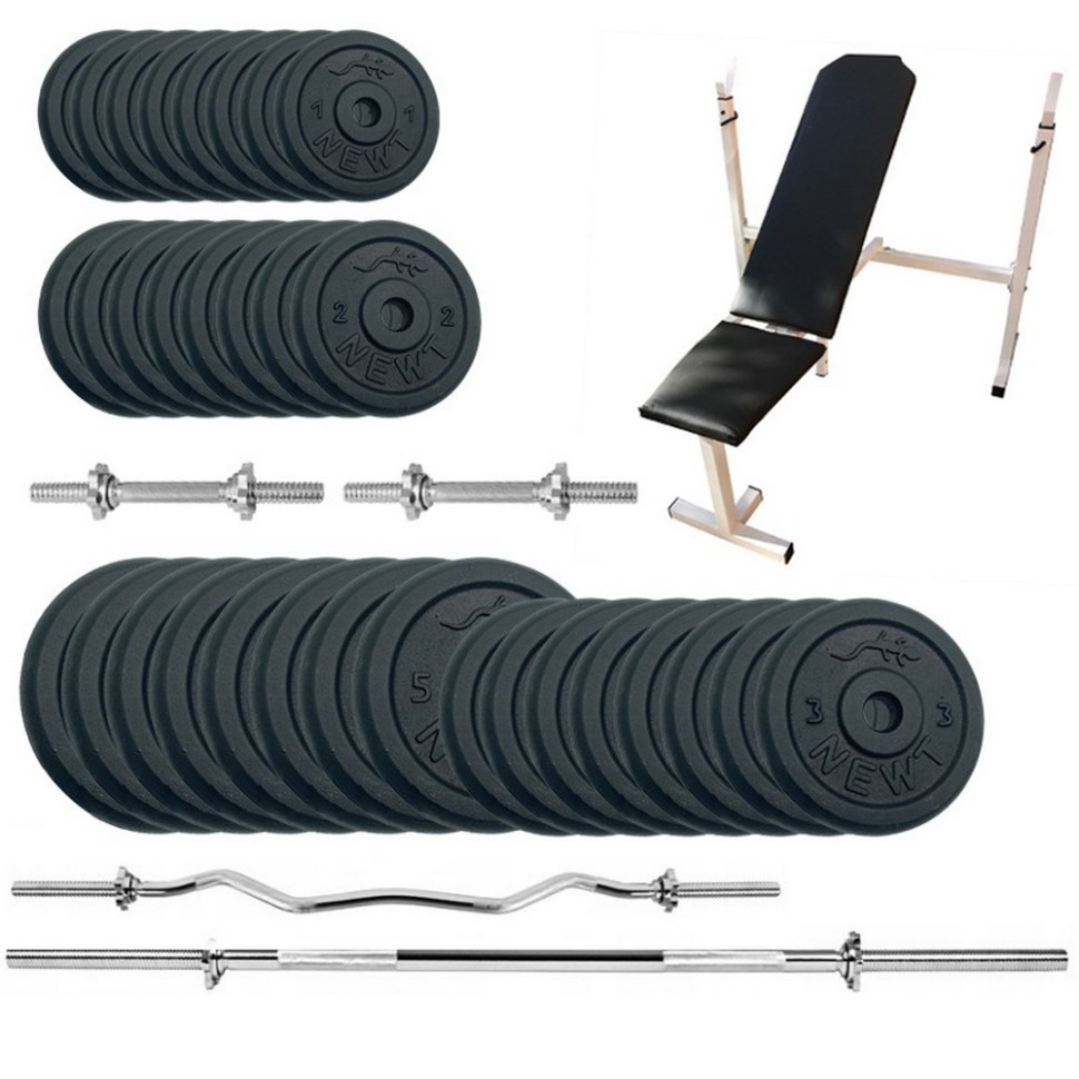 Скамья для жима с набором штанг и гантелей Gym Set-SKHW Home Newt NE-M-SKHW-SET-95, 99 кг