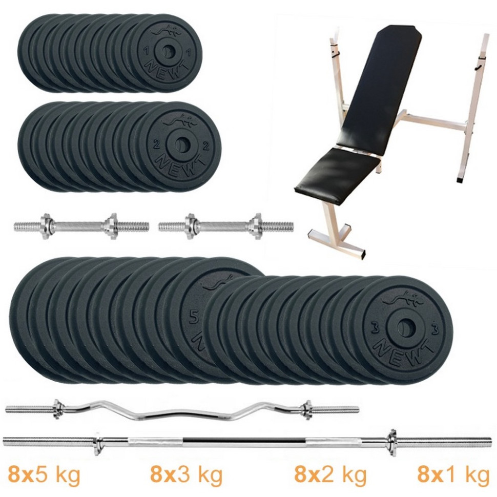 Скамья для жима с набором штанг и гантелей Gym Set-SKHW Home Newt NE-M-SKHW-SET-95, 99 кг