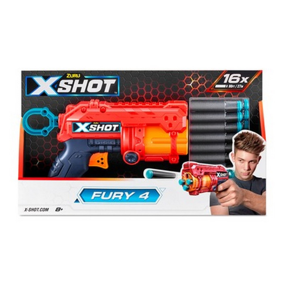 Скорострельный бластер X-Shot Red 36377R EXCEL FURY 4 (16 патронов)