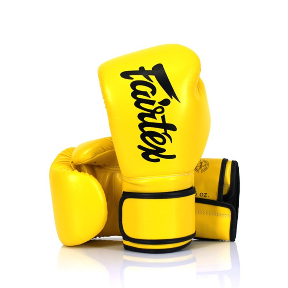 Боксерские перчатки BGV14 Fairtex BGV14_12oz_Yellow 12 унций (бинты в комплекте)