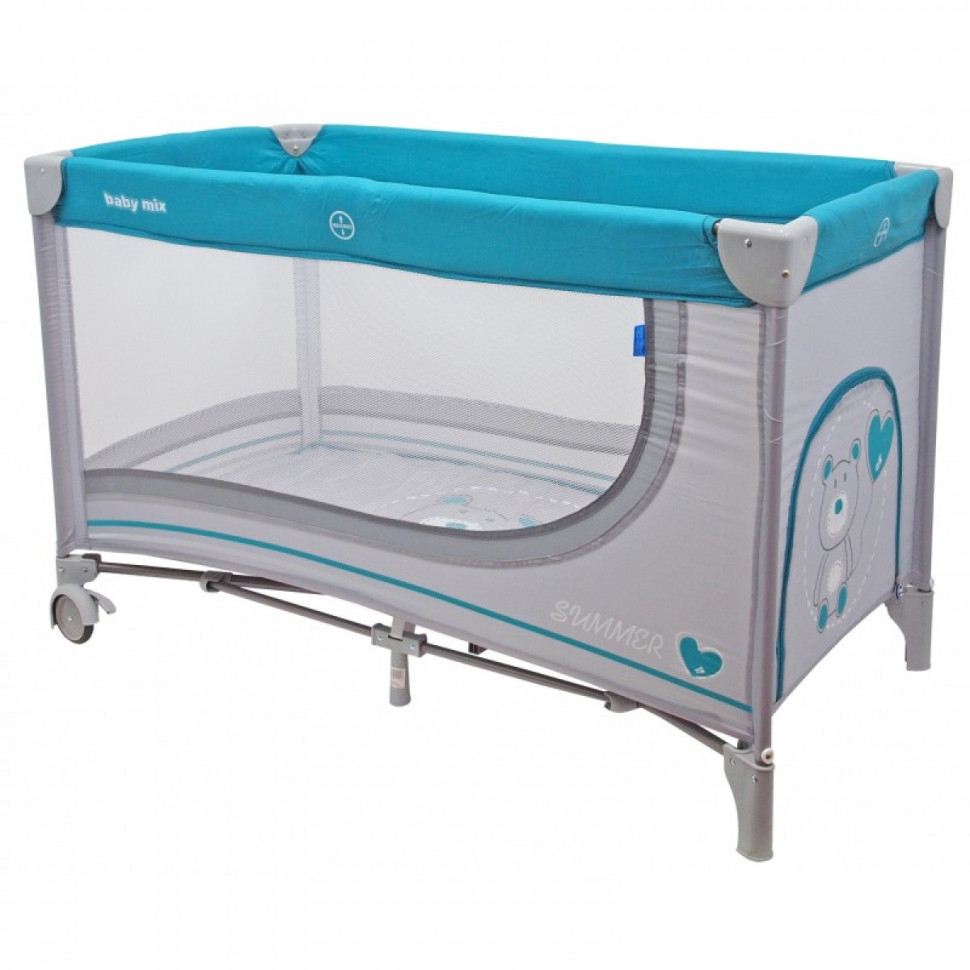 Манеж - кроватка Мишка Baby Mix HR-8052 grey 35849