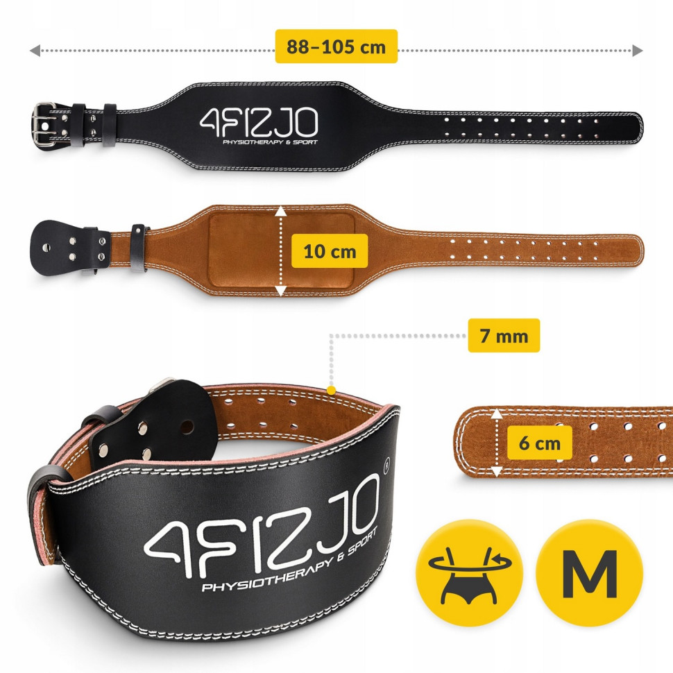 Пояс для тяжелой атлетики 4FIZJO P-5905973404303 Black ,кожаный, размер M 