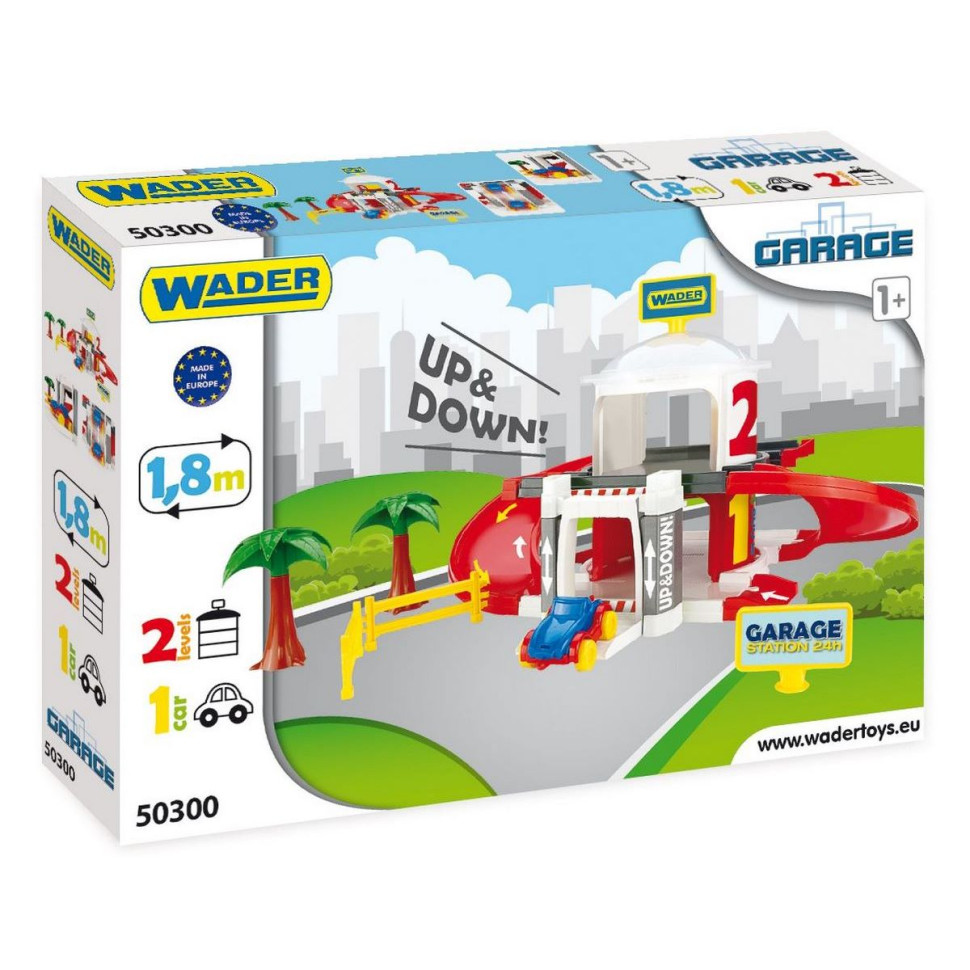 Игровой набор Гараж с лифтом Wader 50300, 2 уровня