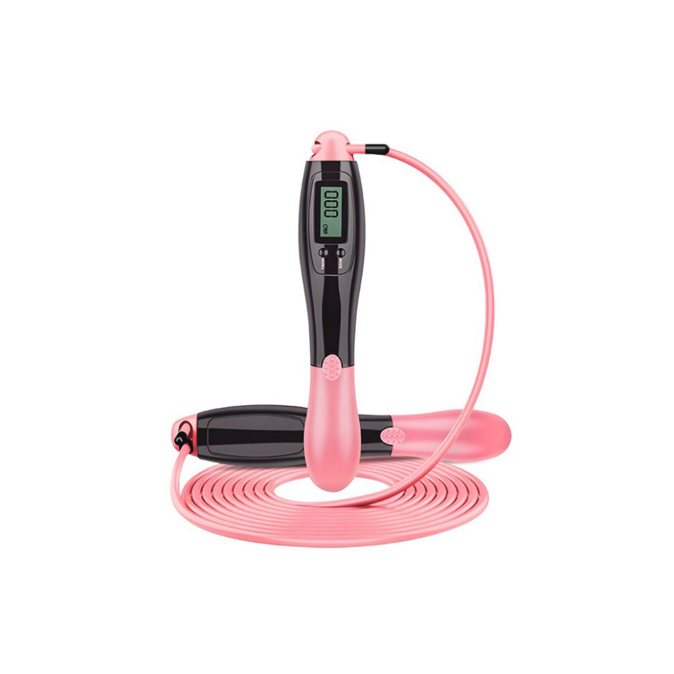 Скоростная скакалка со счетчиком EasyFit EF-1916-BP, черный-розовый