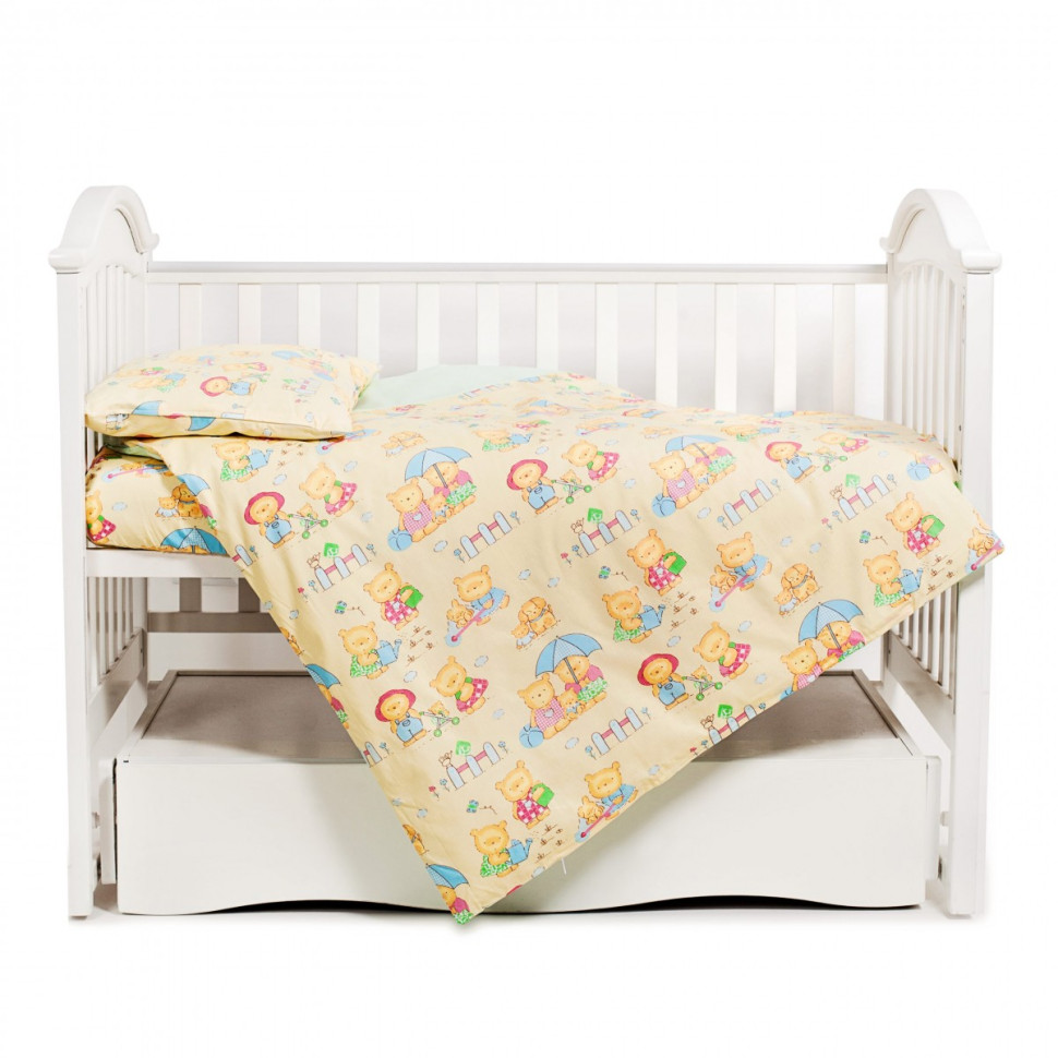 Детский постельный комплект Пушистые мишки Twins 3051-C-012 зеленый, 3 элемента