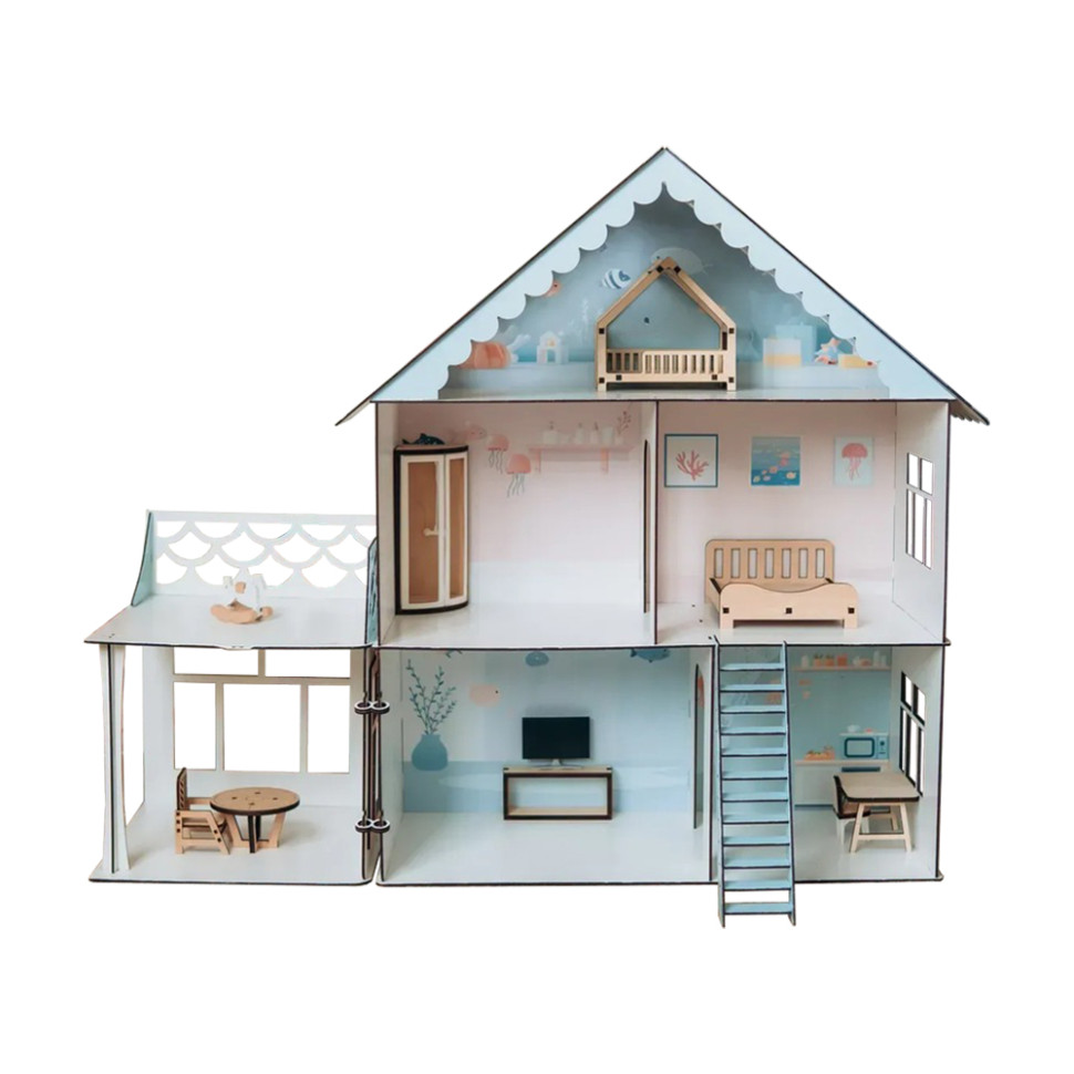 Детский деревянный домик для кукол Морская вилла Temple Group TG300756080, 75х60х80 см