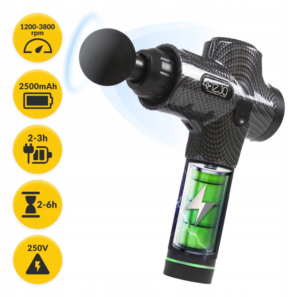 Ручной перкуссионный массажер (массажный пистолет) Massage Gun Ultra Cool Edition 4FIZJO MG05, 100 Вт