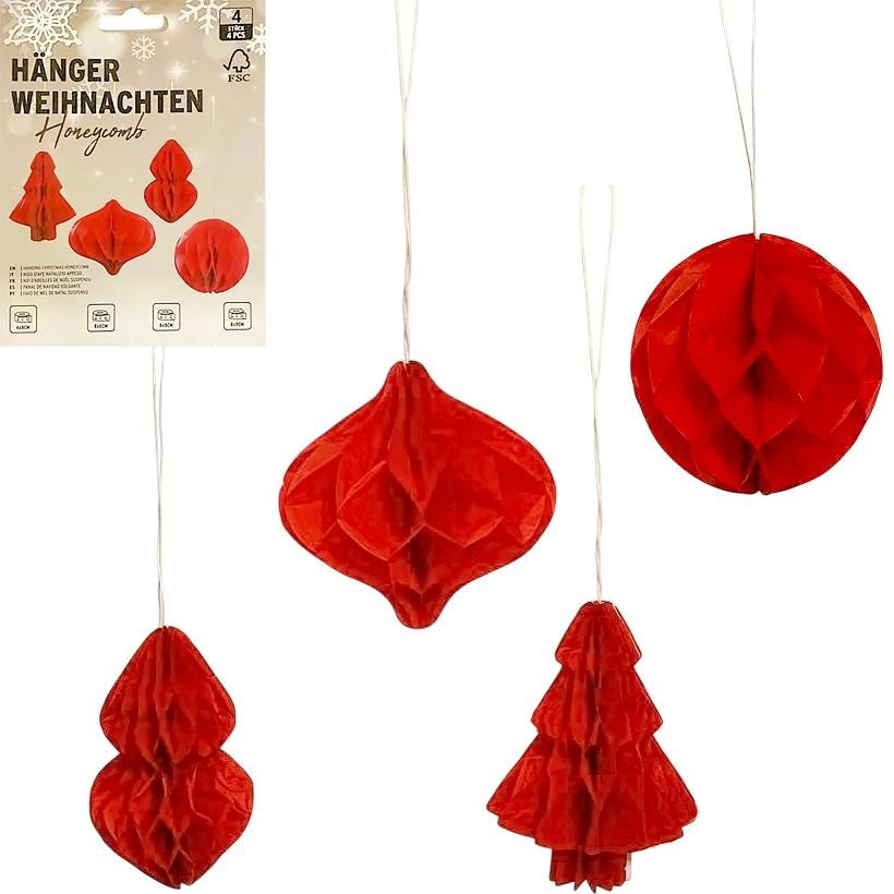 Набір підвісних паперових новорічних прикрас