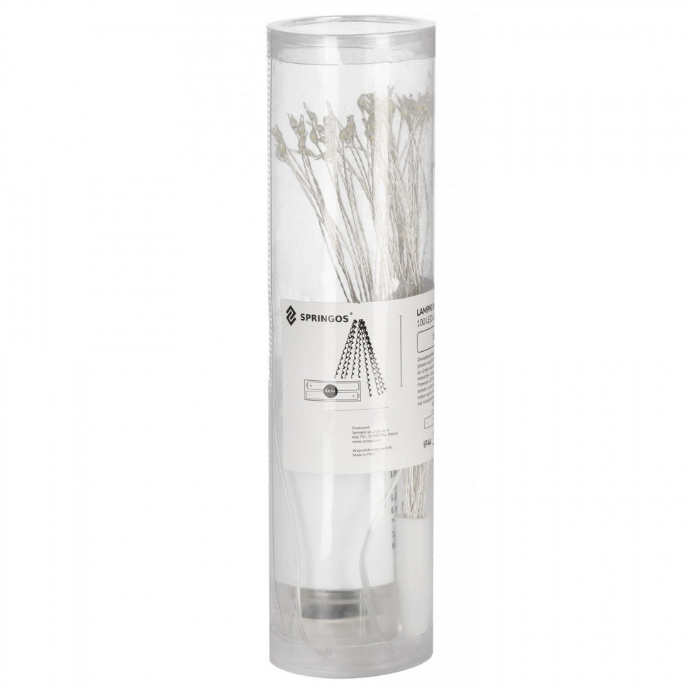 Гирлянда фейерверк на батарейках Springos CL0182, 3D 100 LED, Cold White