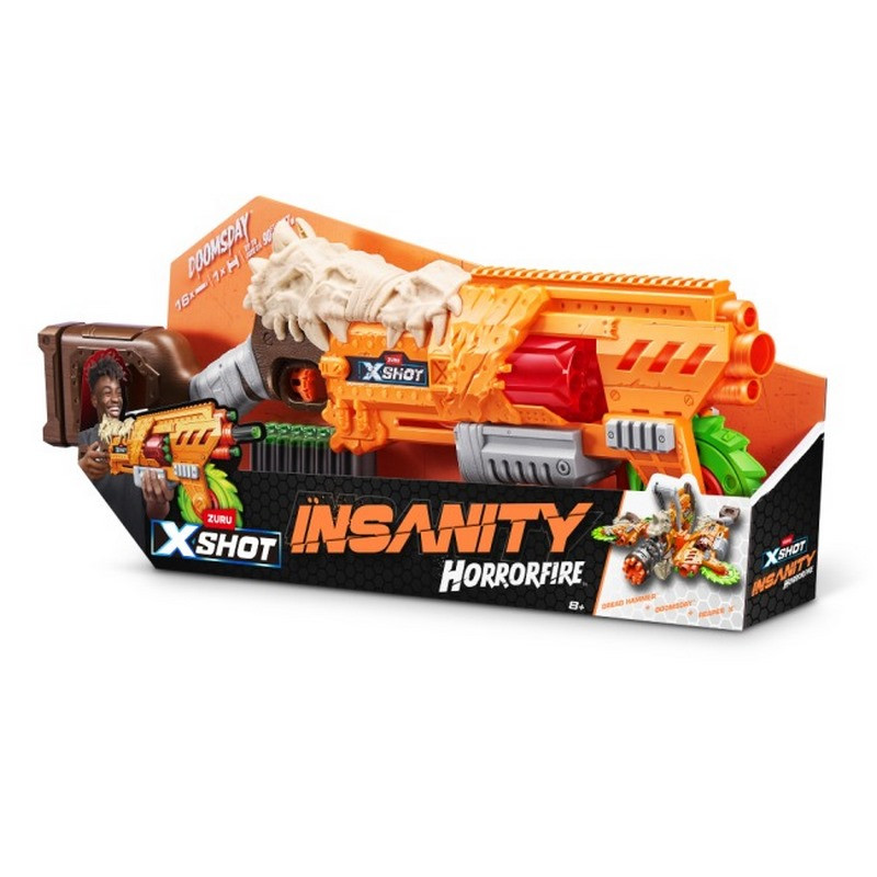 Детский скорострельный бластер Insanity Horrorfire Doomsday X-Shot 36732, 16 патронов