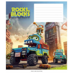 Зошит учнівський "Rocks&Blocks" Школярик 012-3280K-3 в клітинку, 12 аркушів