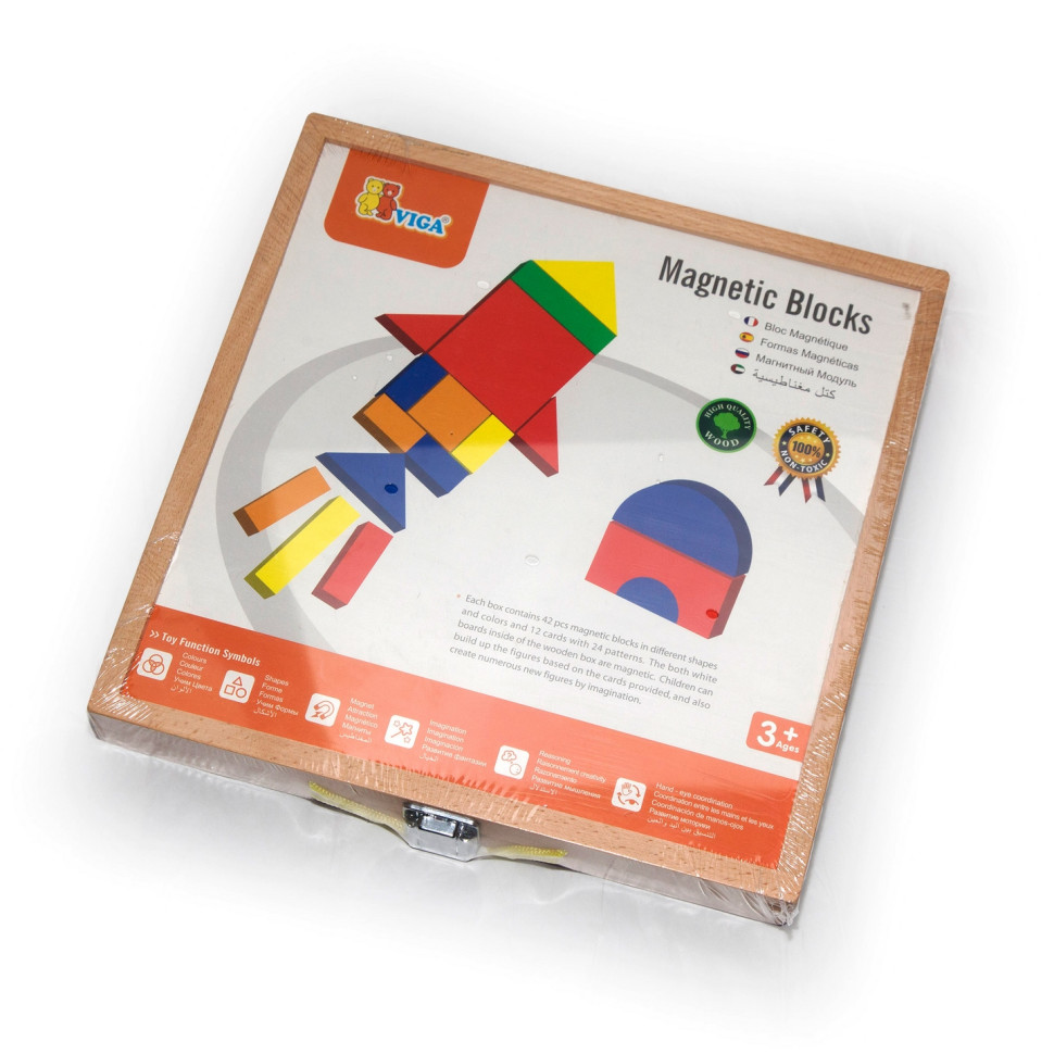 Набір магнітних блоків Форми та кольори Viga Toys 59687, 42 елементи