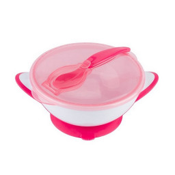 Мисочка с присоской и ложечкой BabyOno 1063/03 розовая Мисочка с присоской и ложечкой BabyOno 1063/03 розовая