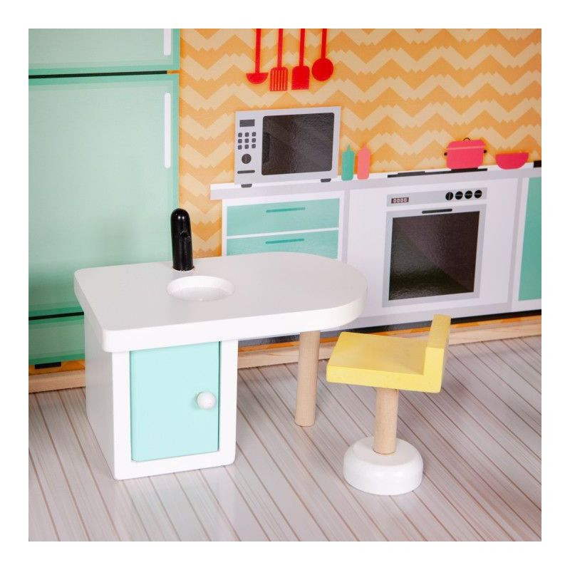 Детский кукольный домик WOW Ecotoys 4128, с мебелью и лифтом