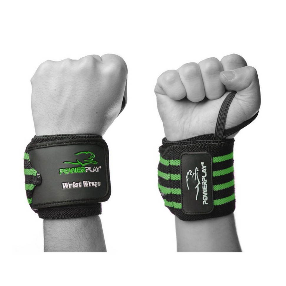 Бинты для запястий (кистевые бинты) PowerPlay PP_3081_Black/Green