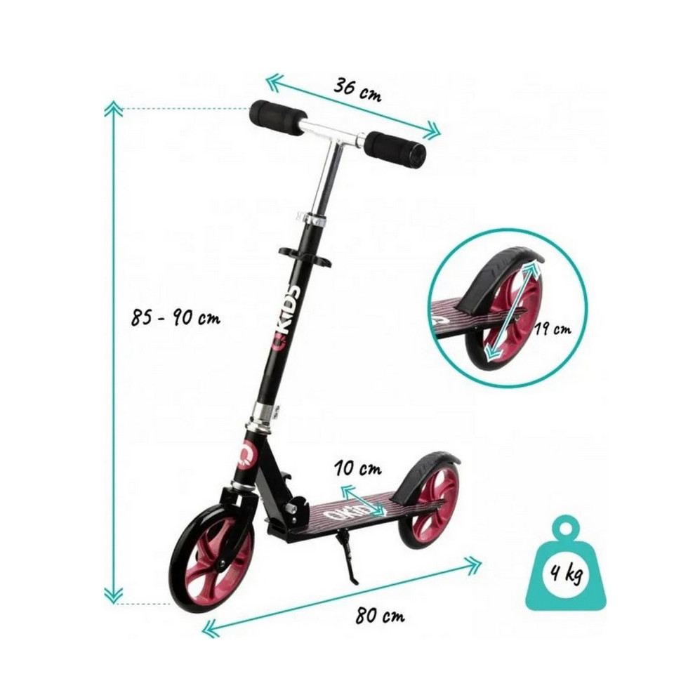 Детский самокат QKIDS WEISS HUBA00001 черно-розовый