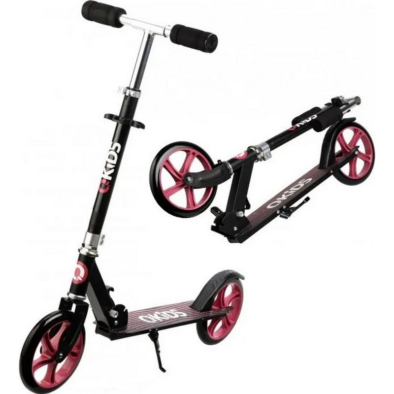 Детский самокат QKIDS WEISS HUBA00001 черно-розовый