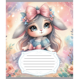 Тетрадь ученическая "Зайка" Leader 012-590522C-1 в косую линию, 12 листов