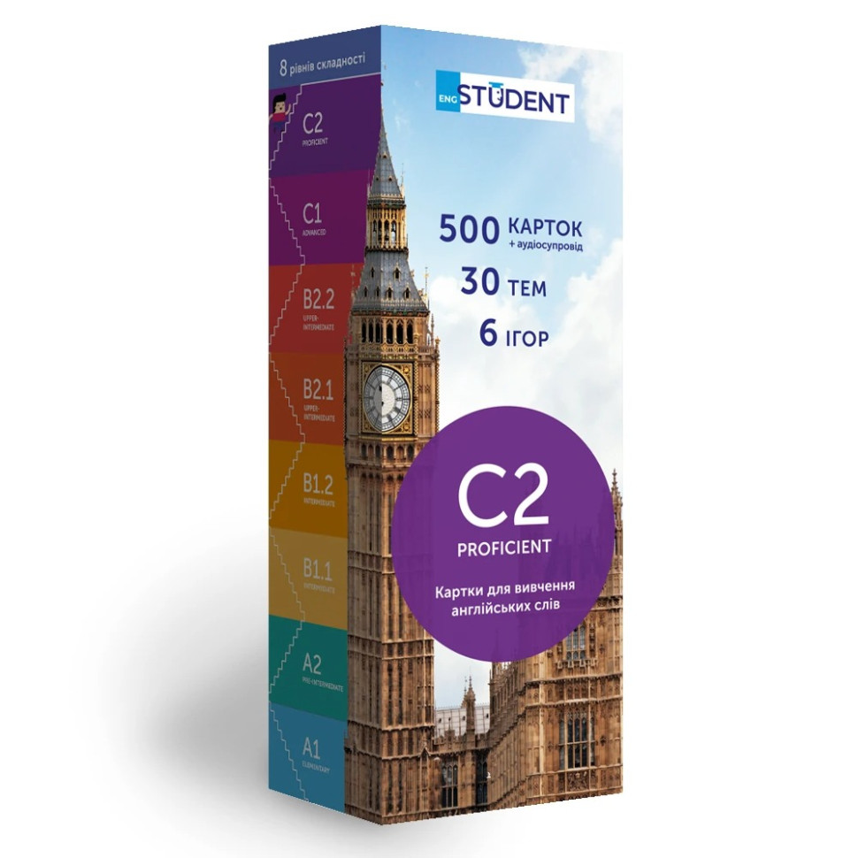 Карточки для изучения английского языка C2–PROFICIENT English Student 39122632 англ-укр 500 карточек