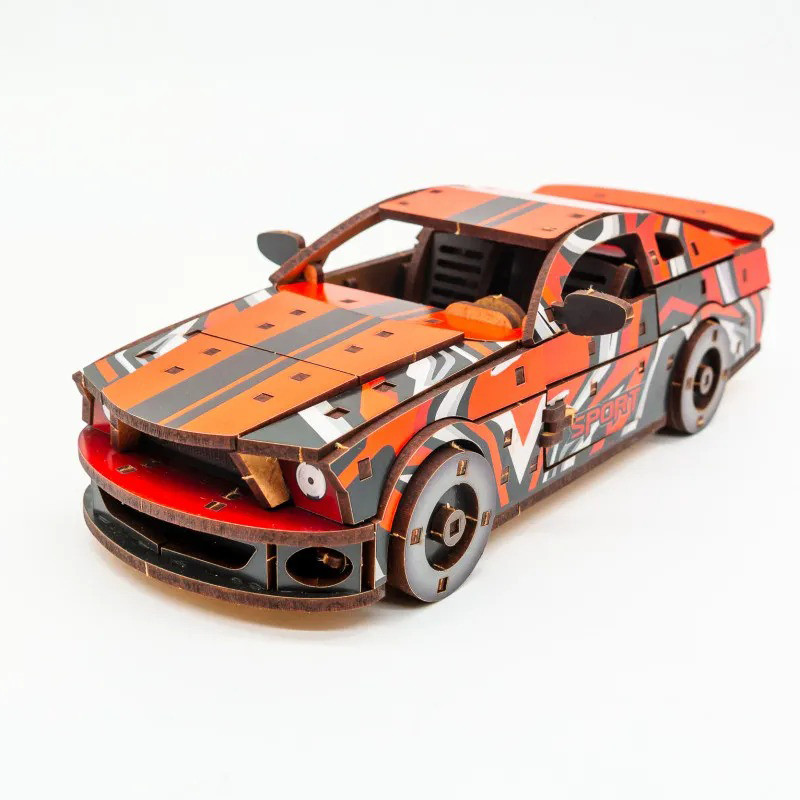 Дерев'яний 3D конструктор Mustang GT PuzzleOK Puz-00641, 162 деталей