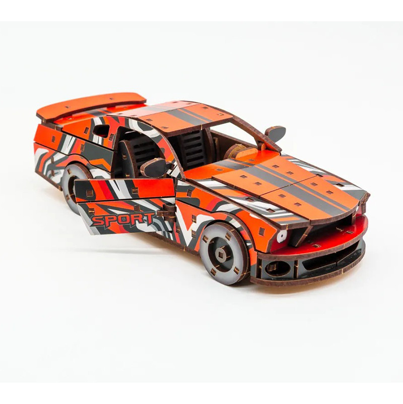 Дерев'яний 3D конструктор Mustang GT PuzzleOK Puz-00641, 162 деталей