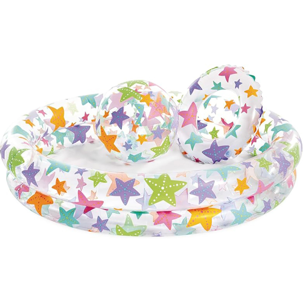 Детский набор Бассейн надувной, круг и мяч Intex 59460-3, 122-25 см,156 л