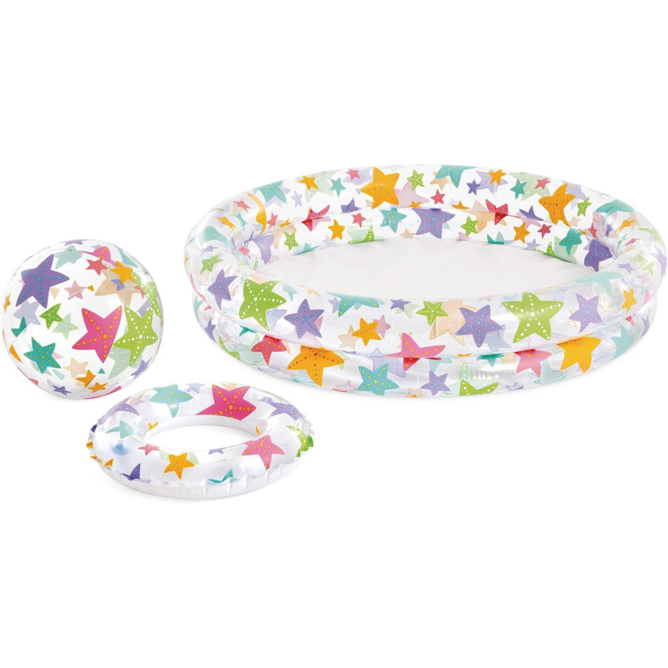 Детский набор Бассейн надувной, круг и мяч Intex 59460-3, 122-25 см,156 л