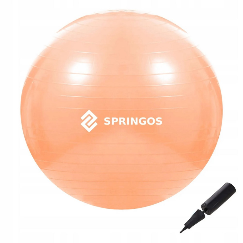 М'яч для фітнесу (фітбол) Anti-Burst Springos FB0010, 55 см, Orange