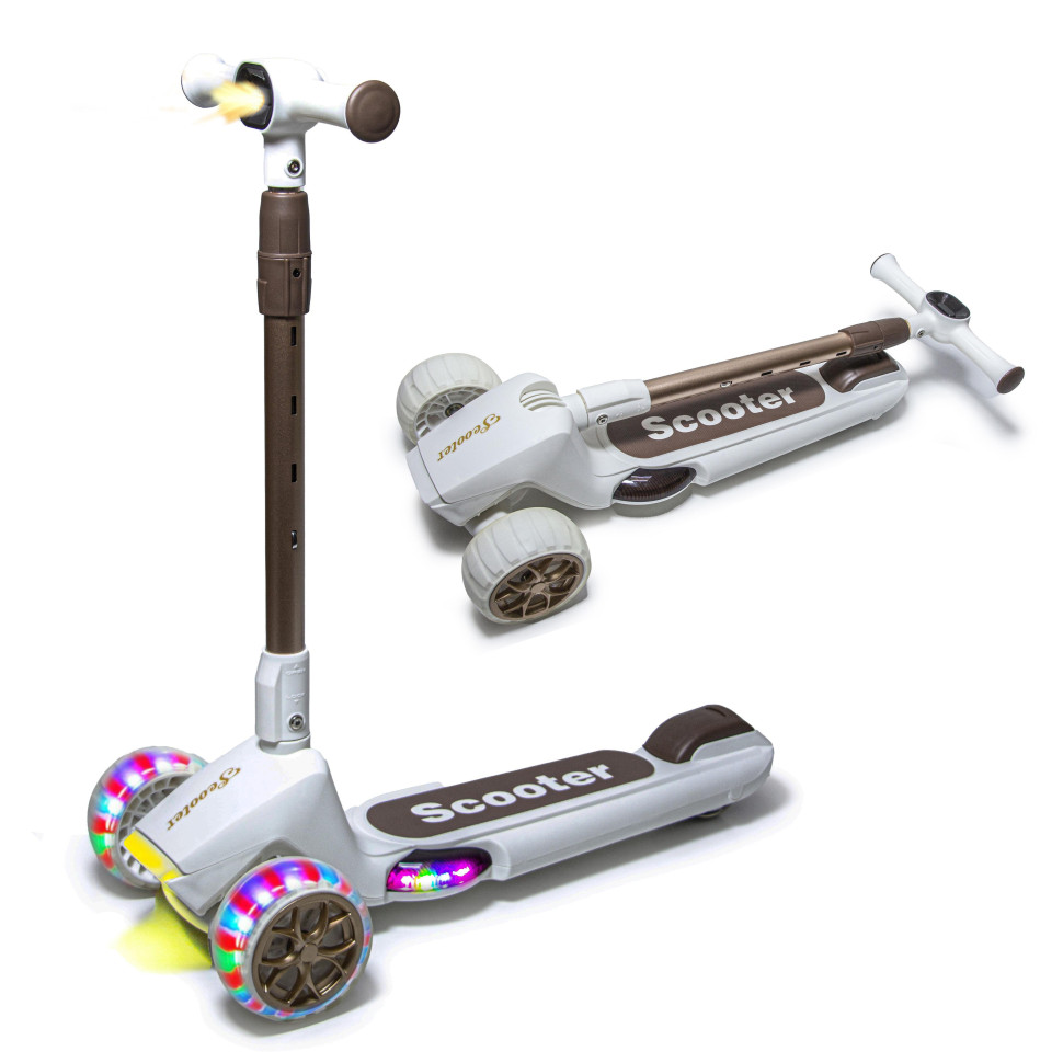 Детский трехколесный самокат Scale Sports Smart 282070578 белый, свет и звук