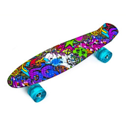 Скейт Penny Board "Graffiti Violet" Bambi 367562131 колеса со светом 80 кг