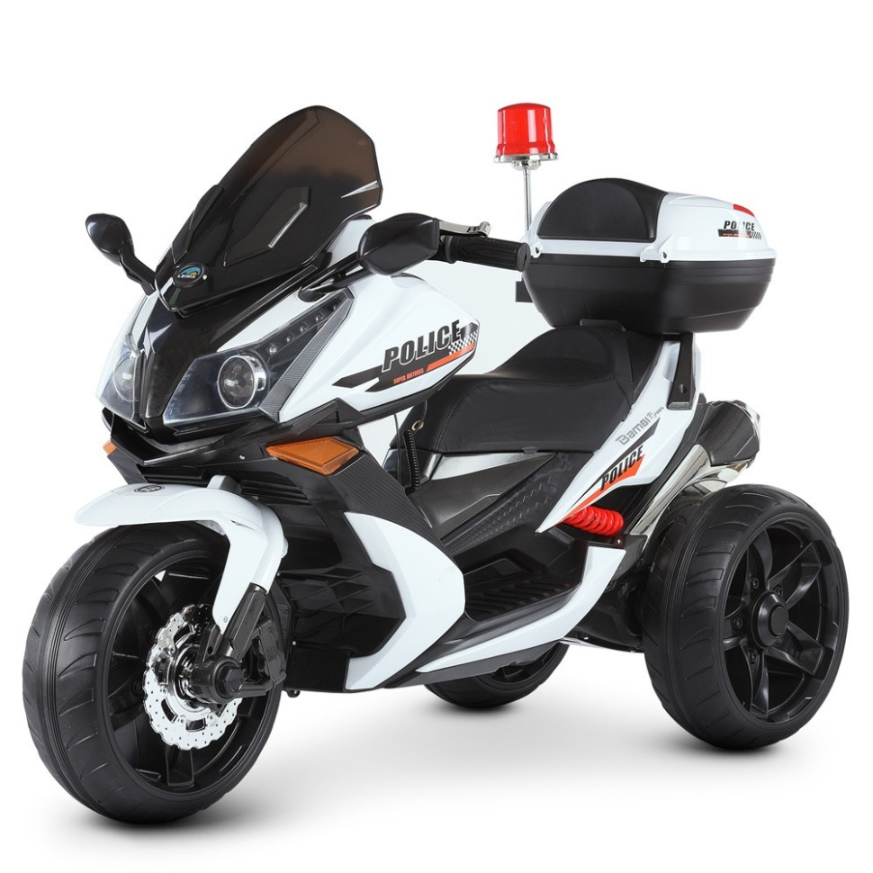 Дитячий електромобіль Мотоцикл Bambi Racer M 4852EL-1-2, 1аккум12V7AH, 2мотора 35W, шкір.сид., EVA, біло-чорний