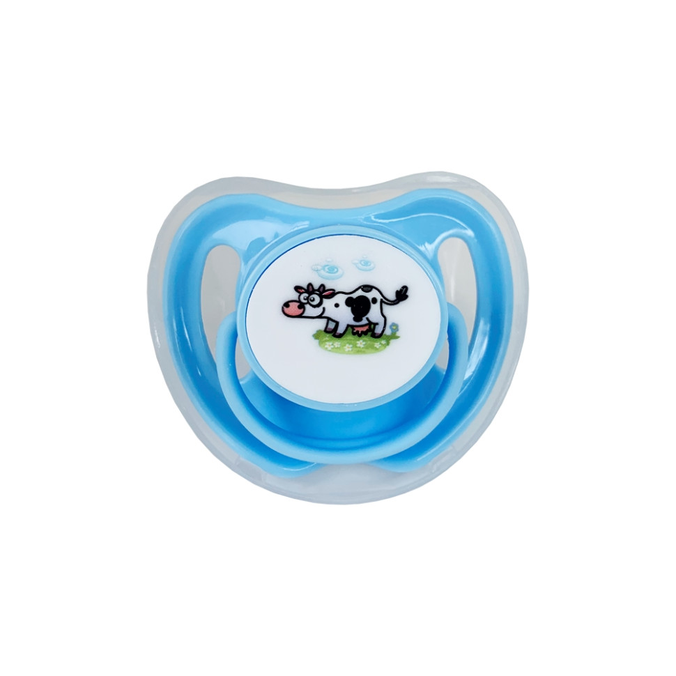 Пустушка силіконова кругла Mega Zayka MGZ-0516(Blue) з ковпачком